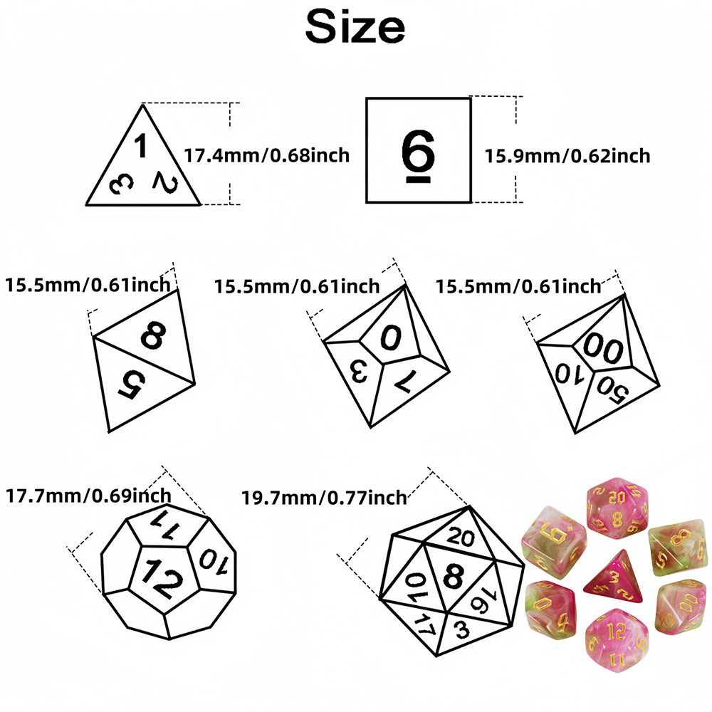 7-częściowy zestaw kości do gi – Board Game Font recenzja i cena